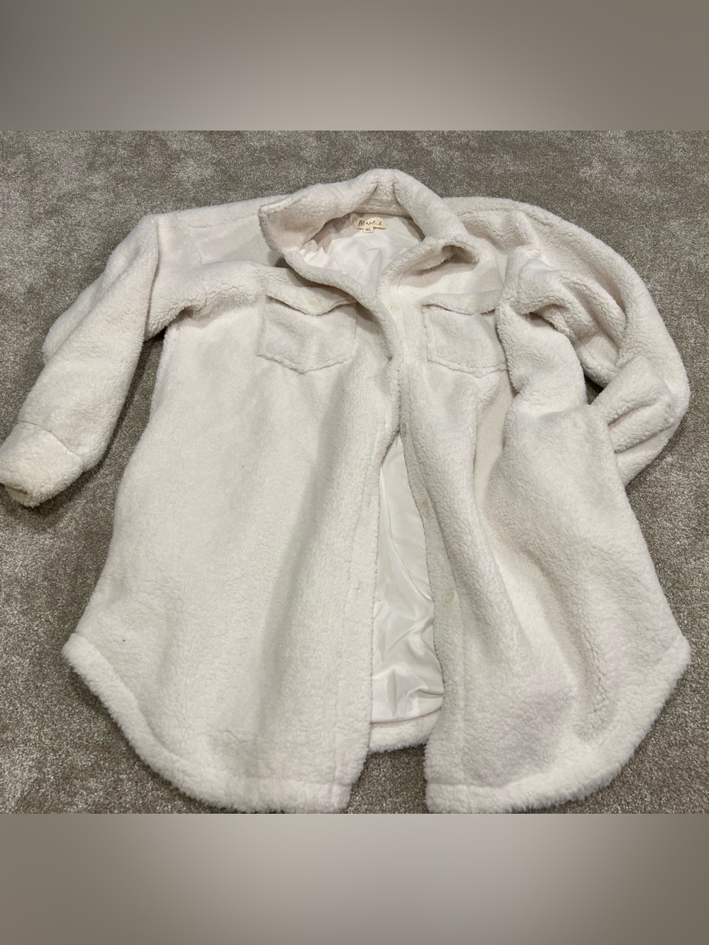 Marled Cream Sherpa Shacket Jacket